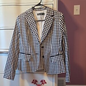 Zara Women's Black and White Gingham Blazer